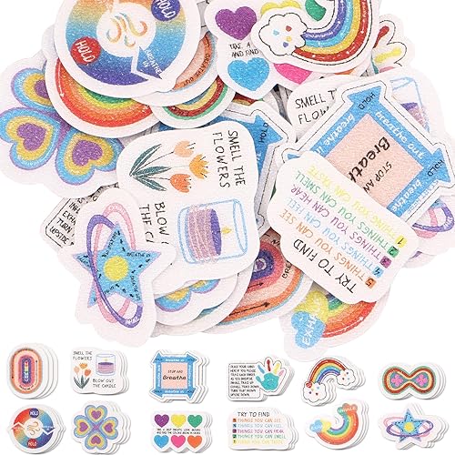 Juego de 36 calcomanías calmantes para la ansiedad, calcomanías sensoriales de tira, 12 estilos táctiles ásperas texturizadas con fuerte adhesivo en