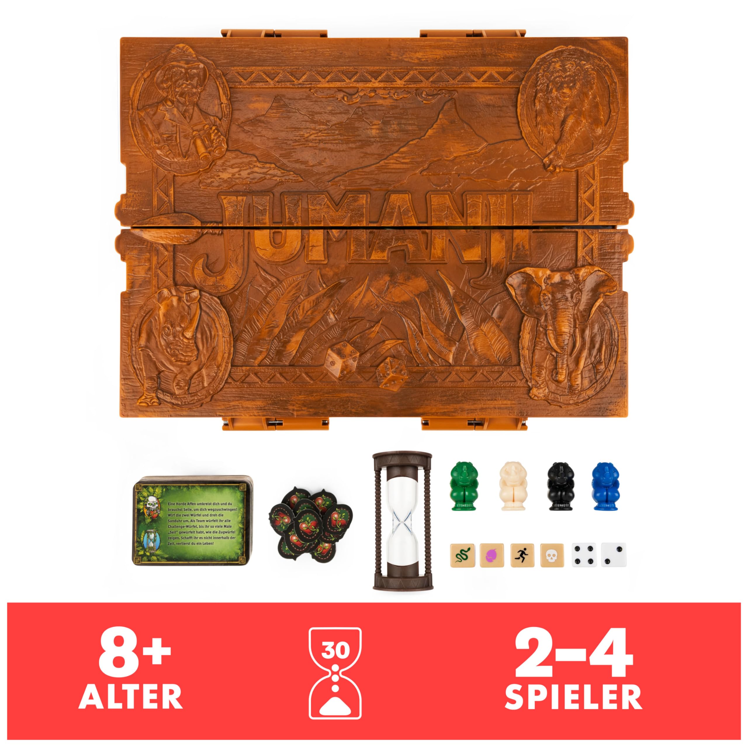 Spin Master Games - Jumanji - das actiongeladene Familienspiel, Deluxe-Version mit Spielcomputer inkl. Licht- und Soundeffekten; für 2–4 mutige Abenteurer ab 8 Jahren