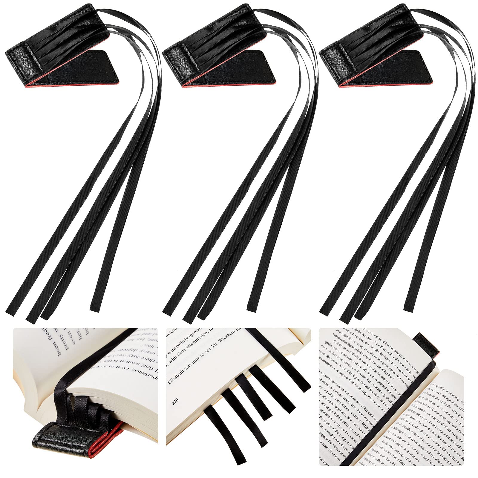 Outus - - Outus 3 Pieces Bible Ribbon Bookmark Markers Artificial Leather Bookmark With Colorful Ribbons For Books(Simple Style,Colorful