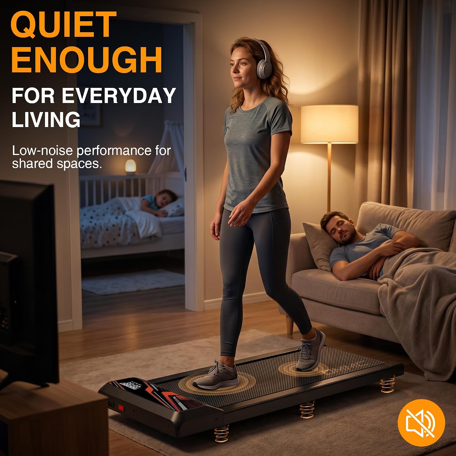 2.5HP Walking Mat with Incline pad,Under Desk Treadmill, Walking Running Pad with Remote,3 in 1 Low Noise Small Mini Portable Treadmill with Led Screen,Compact Treadmills for Home Office,Carbon Black image 7