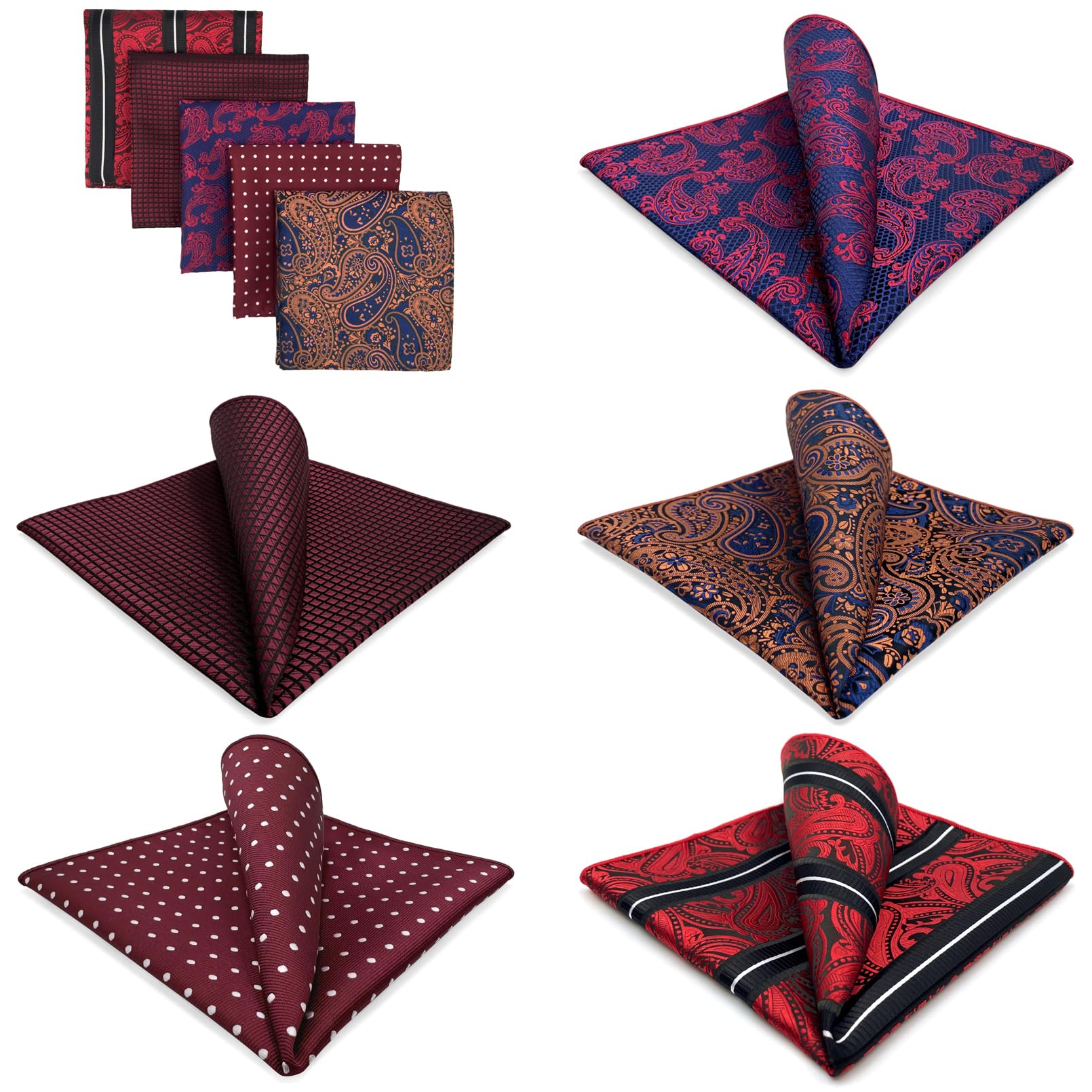 S&W SHLAX&WING 5 Pieces Pañuelo De Bolsillo Para Hombre Handkerchiefs Set para chaqueta de traje — view 2