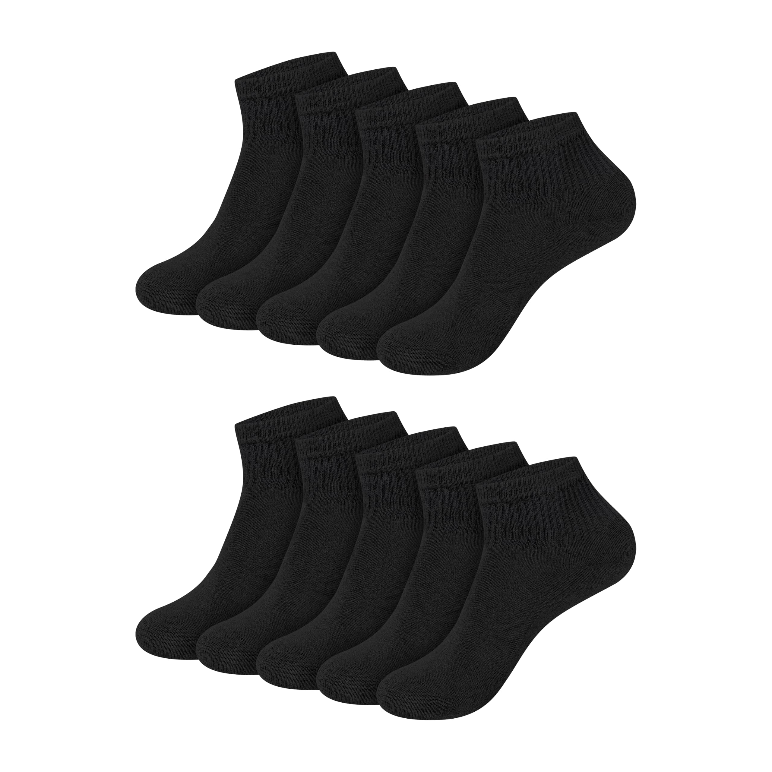 Hanes Women's Ankle Sock, Black, Shoe Size -5-9,Socks Size 9-11 (Pack of 10)