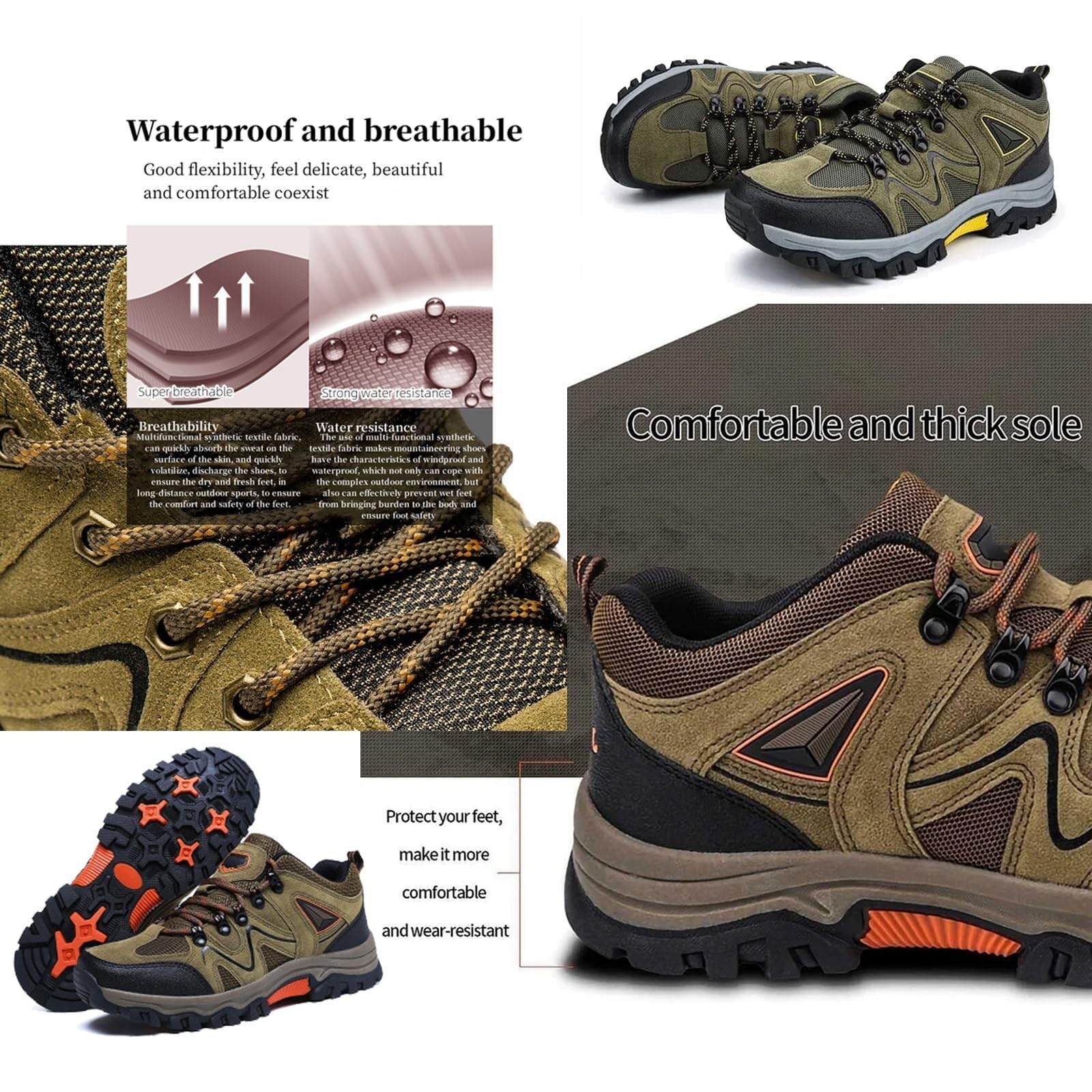Zapatos De Montaña Trekking Zapatos de senderismo ligeros y transpirables for hombre, cómodos for el trabajo al aire libre Aire Libre Y Deporte