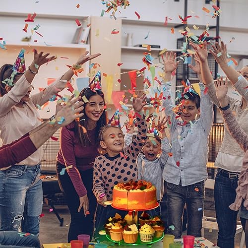 Miniatura 4 de OceanWings Soporte acrílico de 3 niveles para cupcakes con luz LED, colorido soporte redondo para cupcakes, torre de postres para cumpleaños, bar,