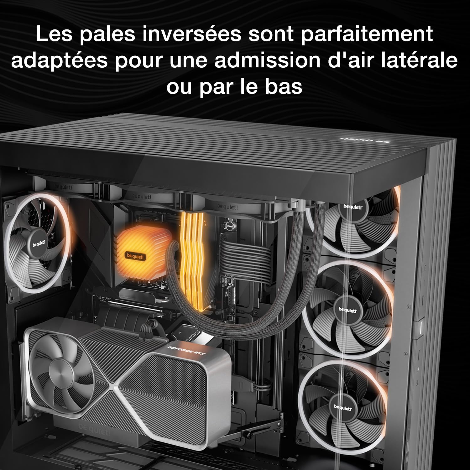 be quiet! Light Wings 140mm PWM Reverse Black ventilateur, 7 pales inversées, pour une admission d'air latérale ou par le bas, ARGB options d'éclairage personnalisables effets lumineux synchronisables
