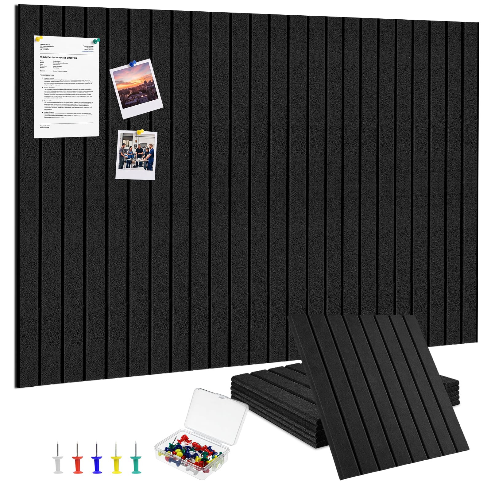 Large Cork Board 36" x 24", 6-Pack Pin Board, Felt Bulletin Boards