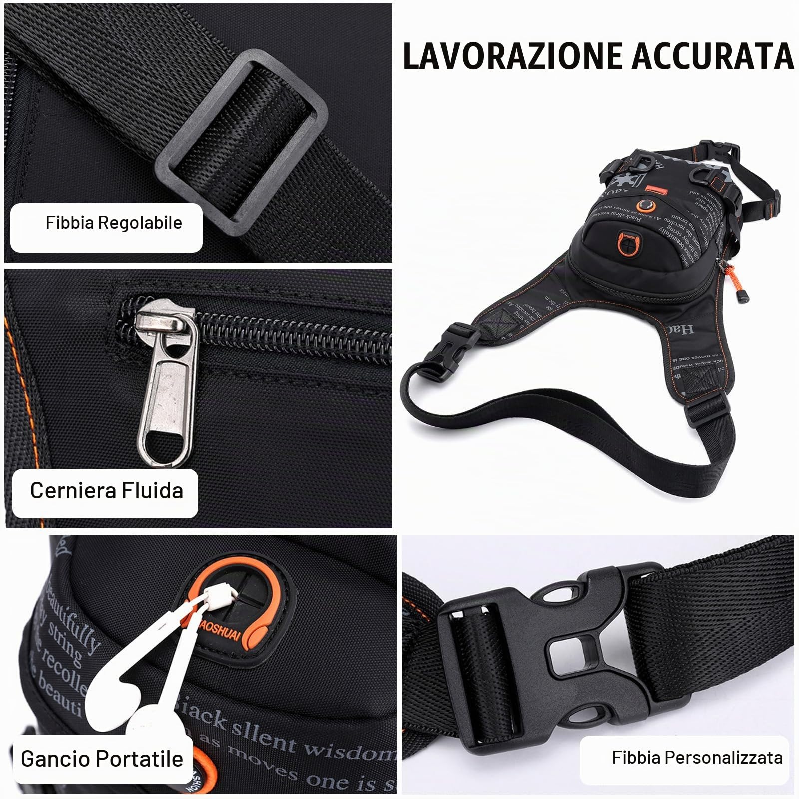 FANDARE Drop Leg Bag per Uomo Donna Coscia Marsupio Sportivo Zaino Monospalla Borsello Borsa a Spalla Borse piccole a tracolla Messenger Zainetto per lavoro Ciclismo Viaggio Sling Bag Blu scuro