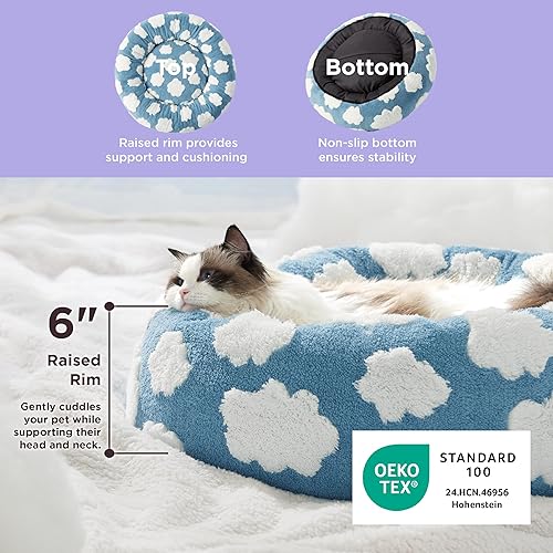 Miniatura 2 de Lesure Camas para gatos de interior  Cama redonda para gatos en forma de dona para perros pequeños, camas calmantes para mascotas, lindas camas