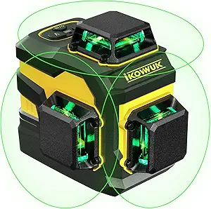 IKOVWUK Laser Level, 3x360° Cross Line Laser for Construction and Picture Hanging, 12 Green Lasers with Self-leveling, 3D Vertical & Horizontal Line, Level Tool with 5200 mAh Rechargeable Battery
