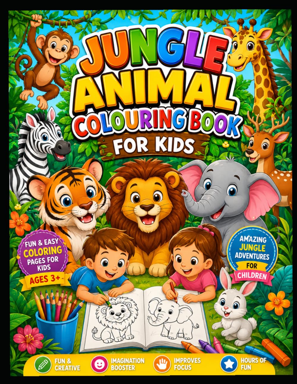 JUNGLE ANIMAL COLOURING BOOK FOR KIDS