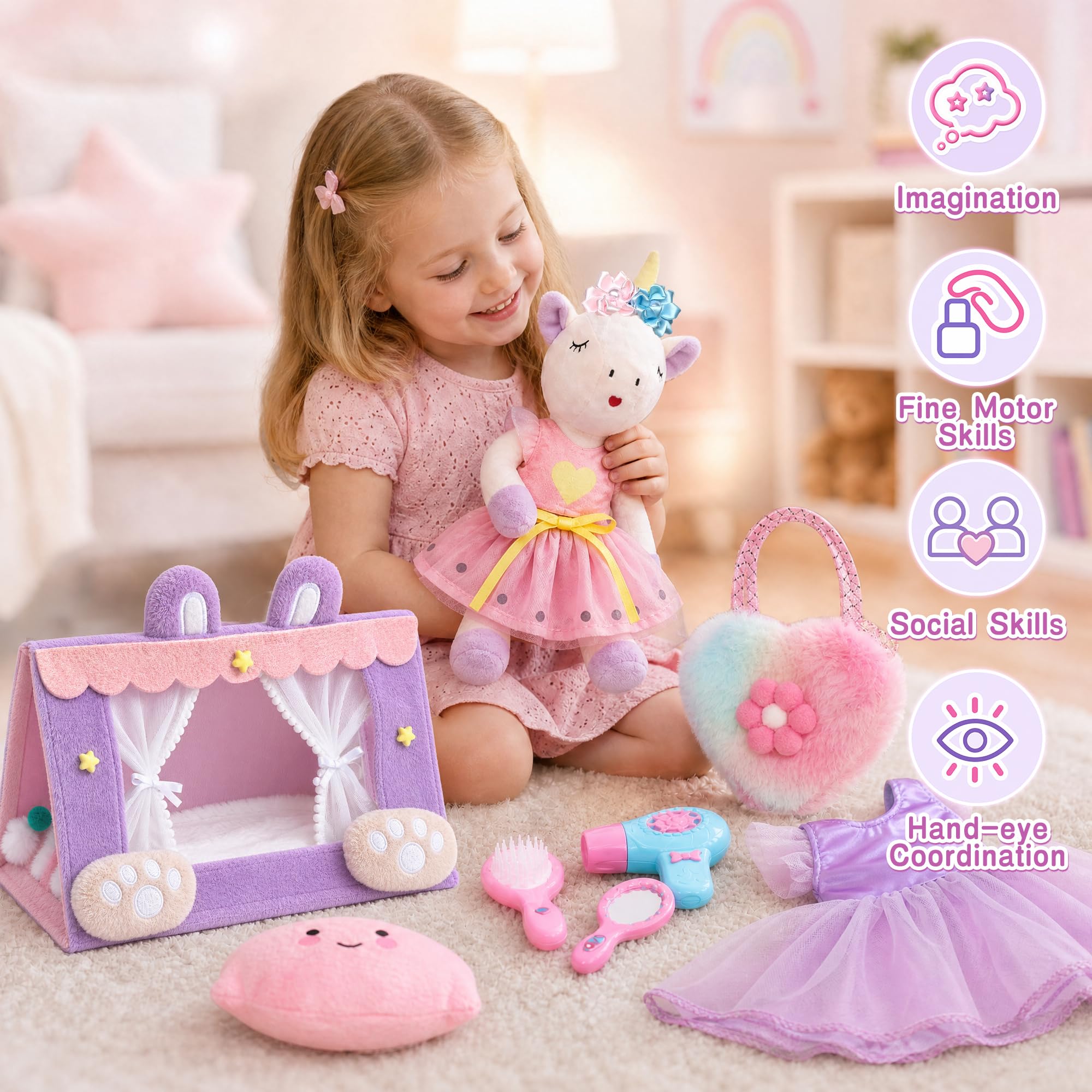 vamei Regali Unicorno Bambine 3+ Anni – Casa Tenda Peluche & Bambola