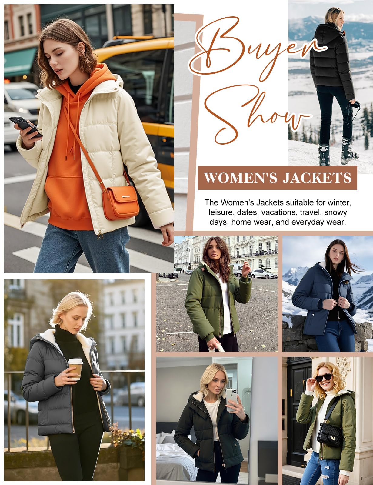 Giacca da Donna Invernale Mezza Stagione Cappuccio con Cappuccio Elegante Giacca Giubbino Imbottito Autunno Invernali Giubbotto Caldo Parka Casual Outwear con Tasche