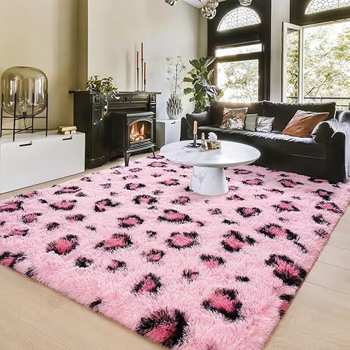 Miniatura 9 de Amearea Alfombra de área esponjosa, alfombra moderna con estampado de leopardo, decoración del hogar para dormitorio, suave y cómoda alfombra de