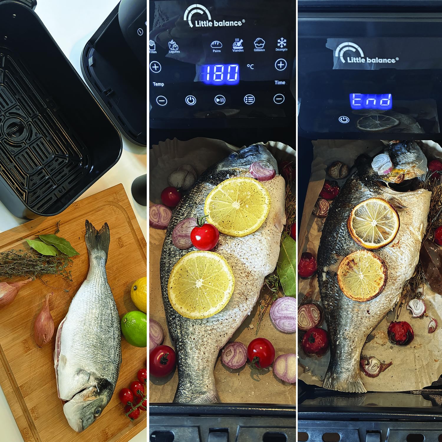 LITTLE BALANCE 8866 Crousty Light Long 8, Freidora sin aceite, Air Fryer, Sin PFAS, 7 programas predefinidos, 8 litros para 6 personas, 1700 W, Negro