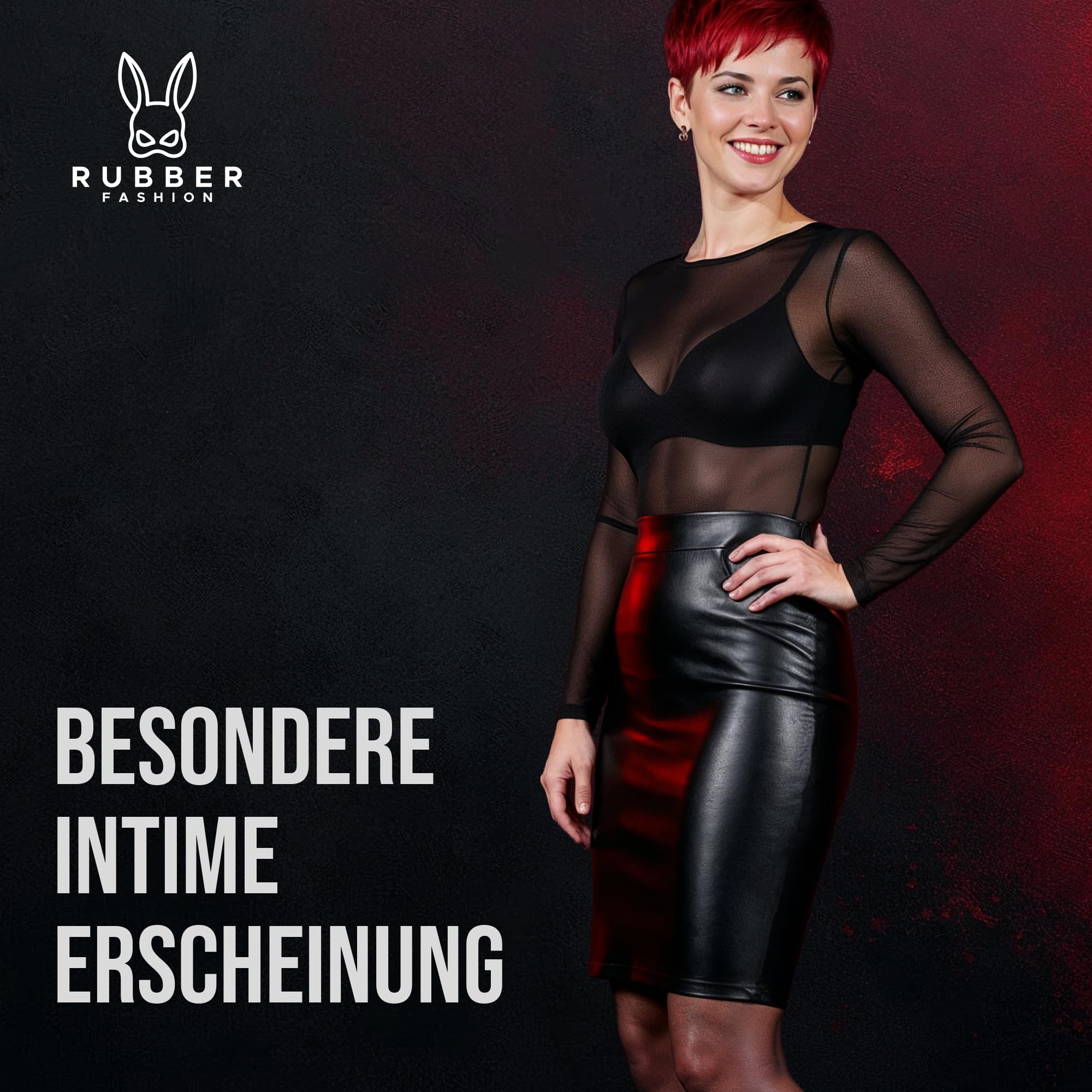 Rubberfashion Wetlook Rock Midi - Skirts for Women - Midi Skirt - Rock Knielang - Outfit Damen für Festival Party Rave und Halloween