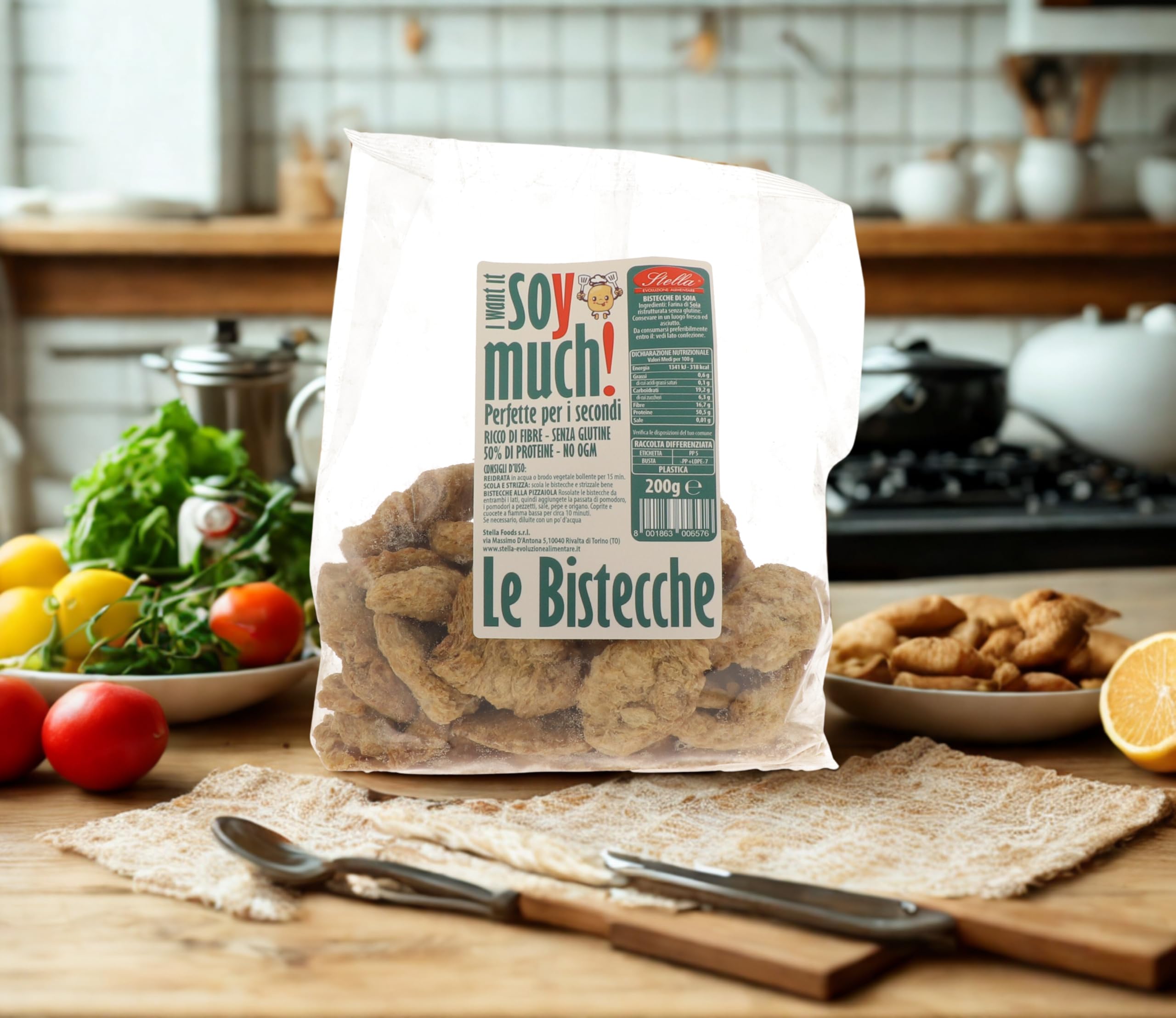 Bistecche di Soia | Stella Foods | 6 x 200g | Dieta Vegana e Vegetariana | Ingrediente per Preparazioni Proteine Vegetali |