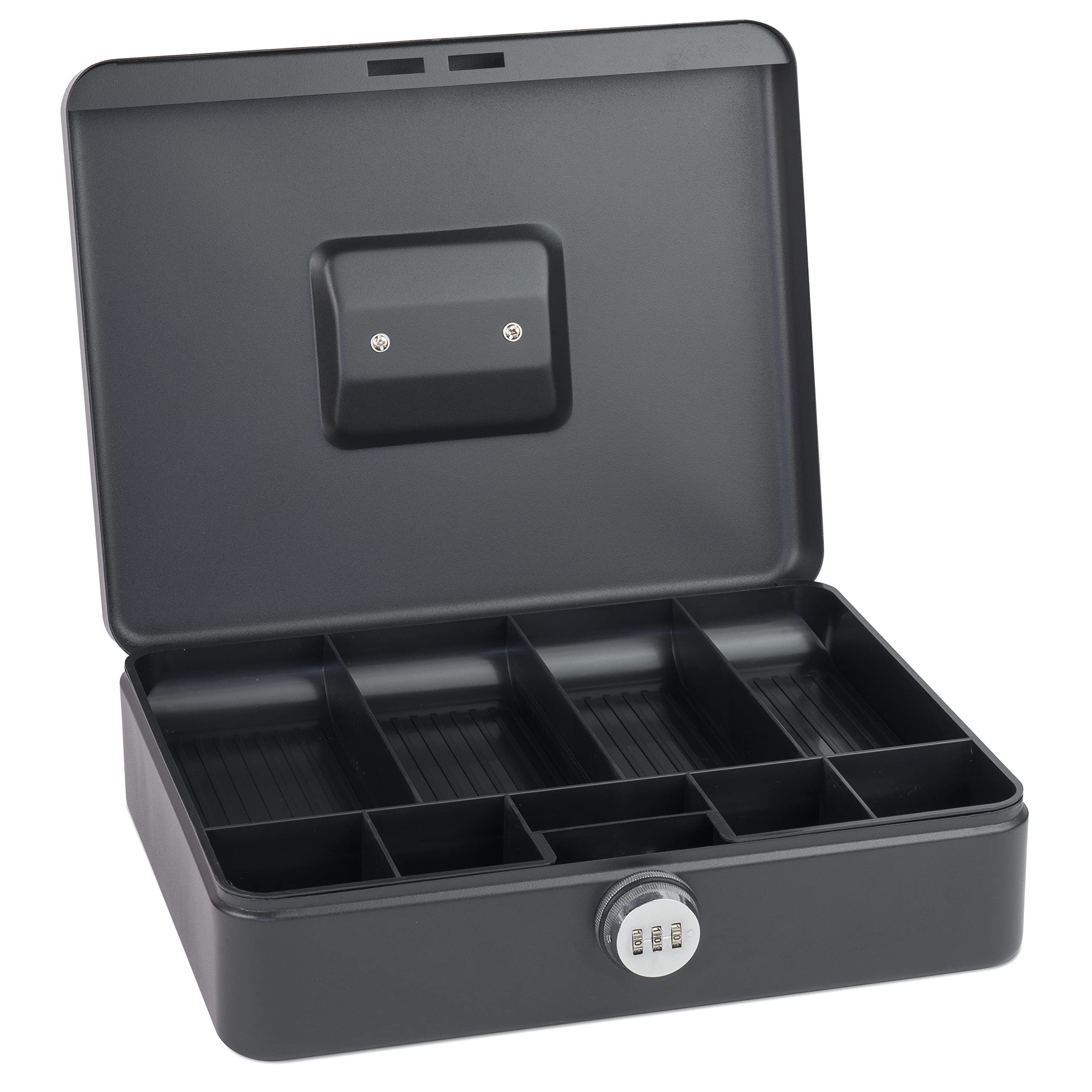 SAX Cash Box with Combination Lock, Extra Strong Lock, 30 x 24 x 9 cm, X-Large, Black, 0-824-19