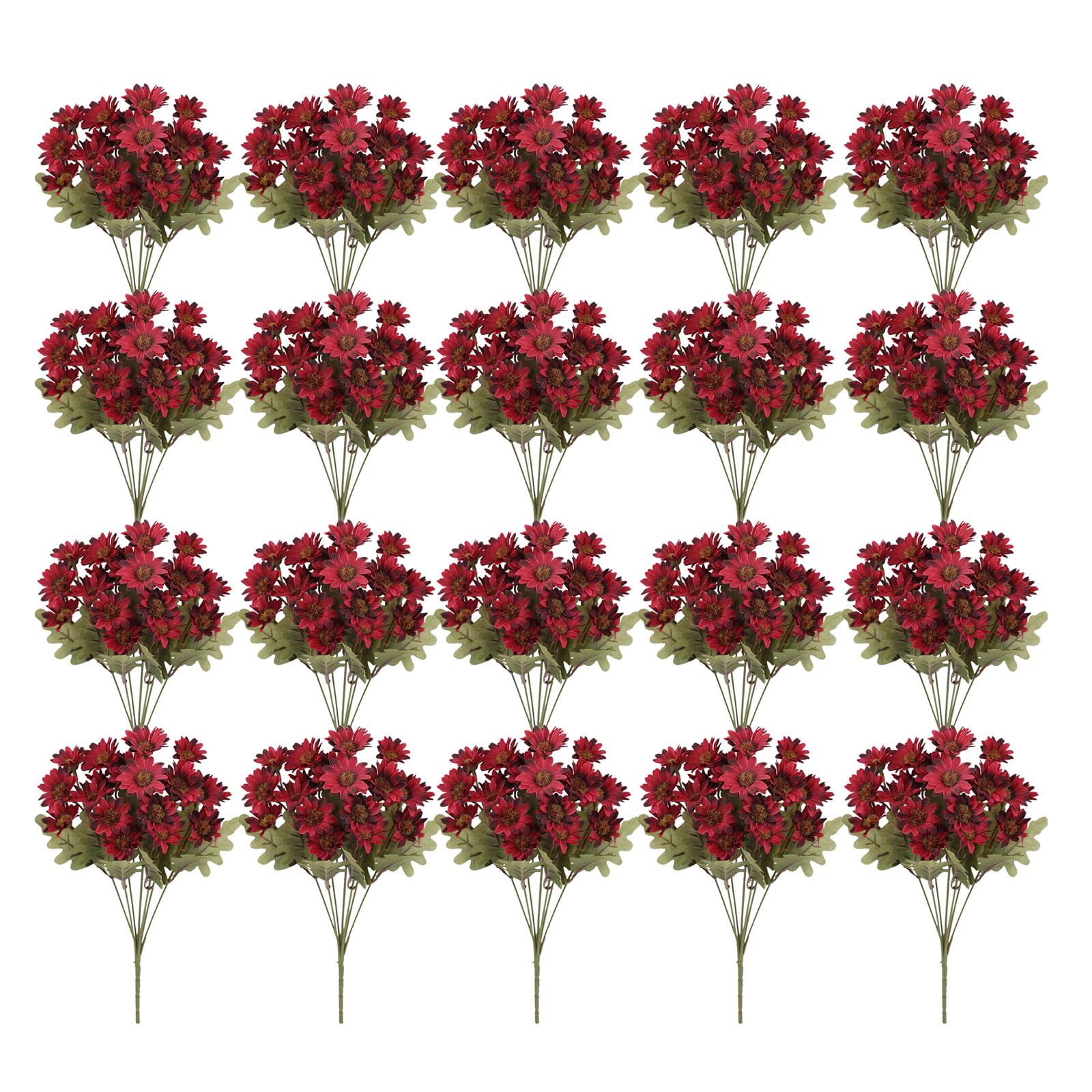 Kalttoy 25Pcs Realistic Artificial Camomile Bouquets for Garden Courtyard Balcony Home Decoration Wedding Flower Arrangement Seasonal Outdoor Deck