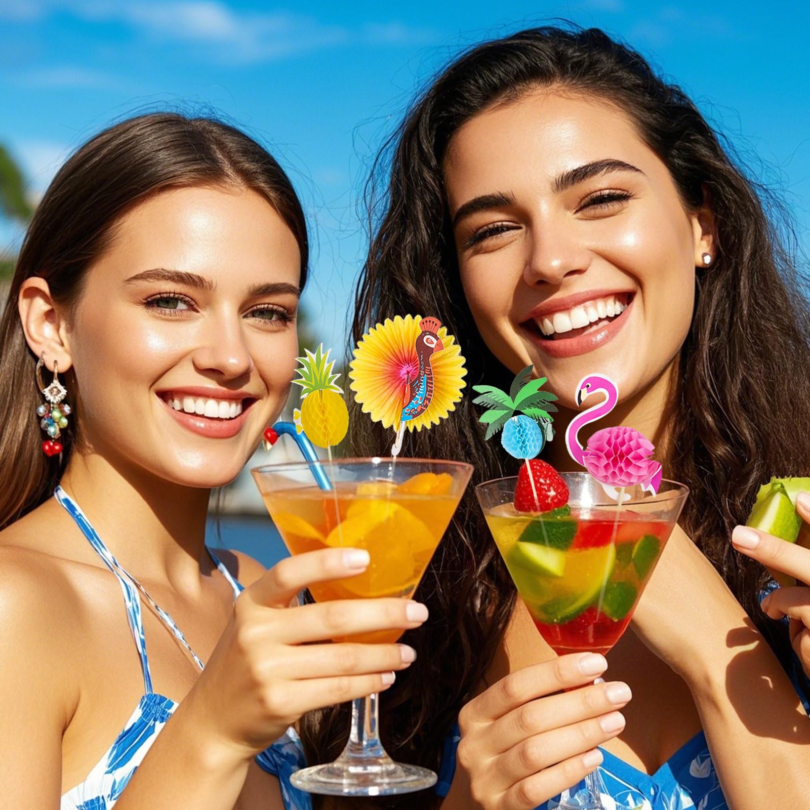 100 Pezzi Decorazioni Cocktail Estate, Decorazione Cocktail Spiaggia, Decorazione Torta Hawaiana Accessori Cocktail Frutta per Decorazioni delle Feste Estive