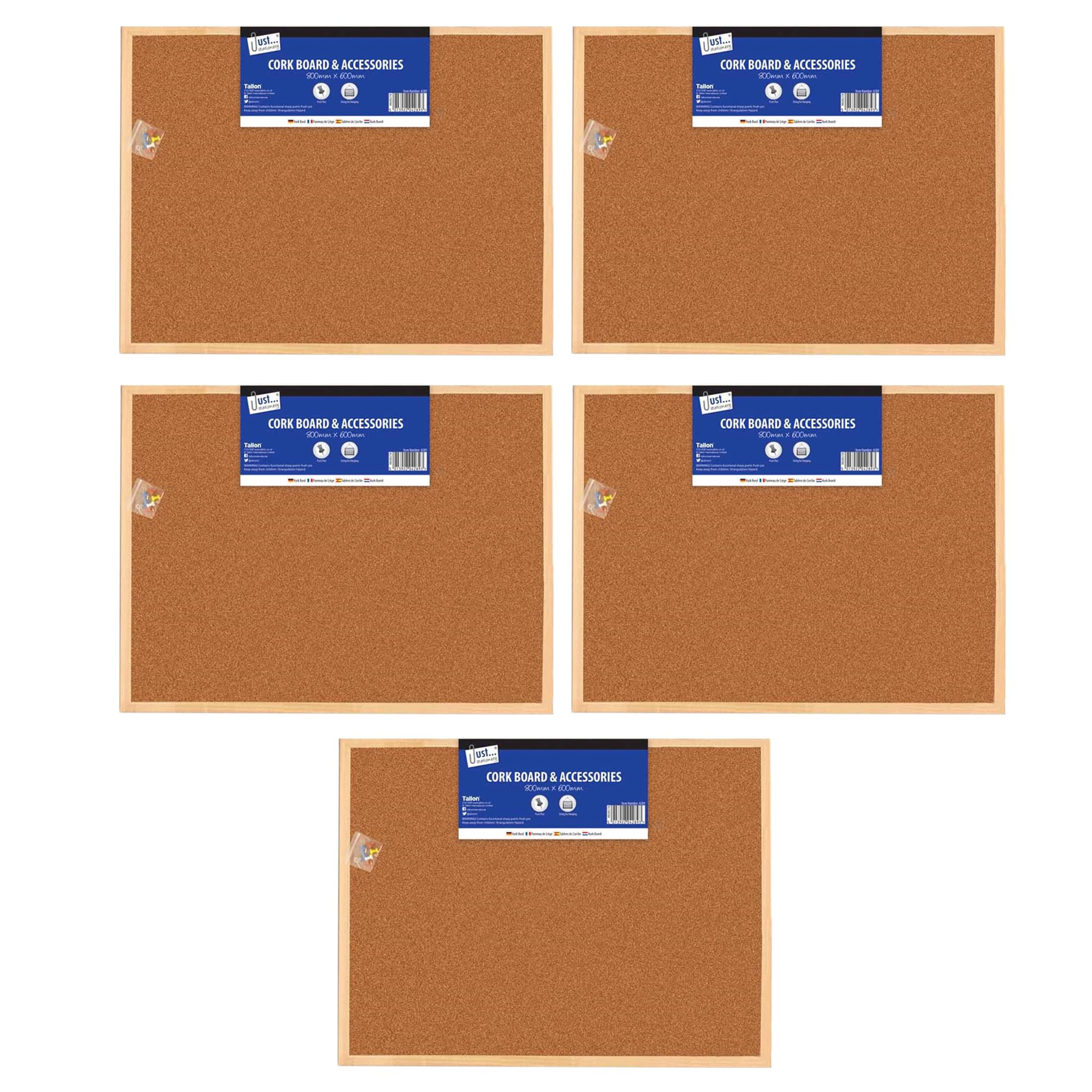 600x800mm Wooden Frame Cork Board with Colourful Push Pins for Office, Home, Notes Organiser (5)