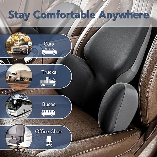 Miniatura 4 de Soporte lumbar para silla de automóvil, camión, oficina, cojín de espalda baja para aliviar el dolor de espalda del conductor, respaldo ergonómico