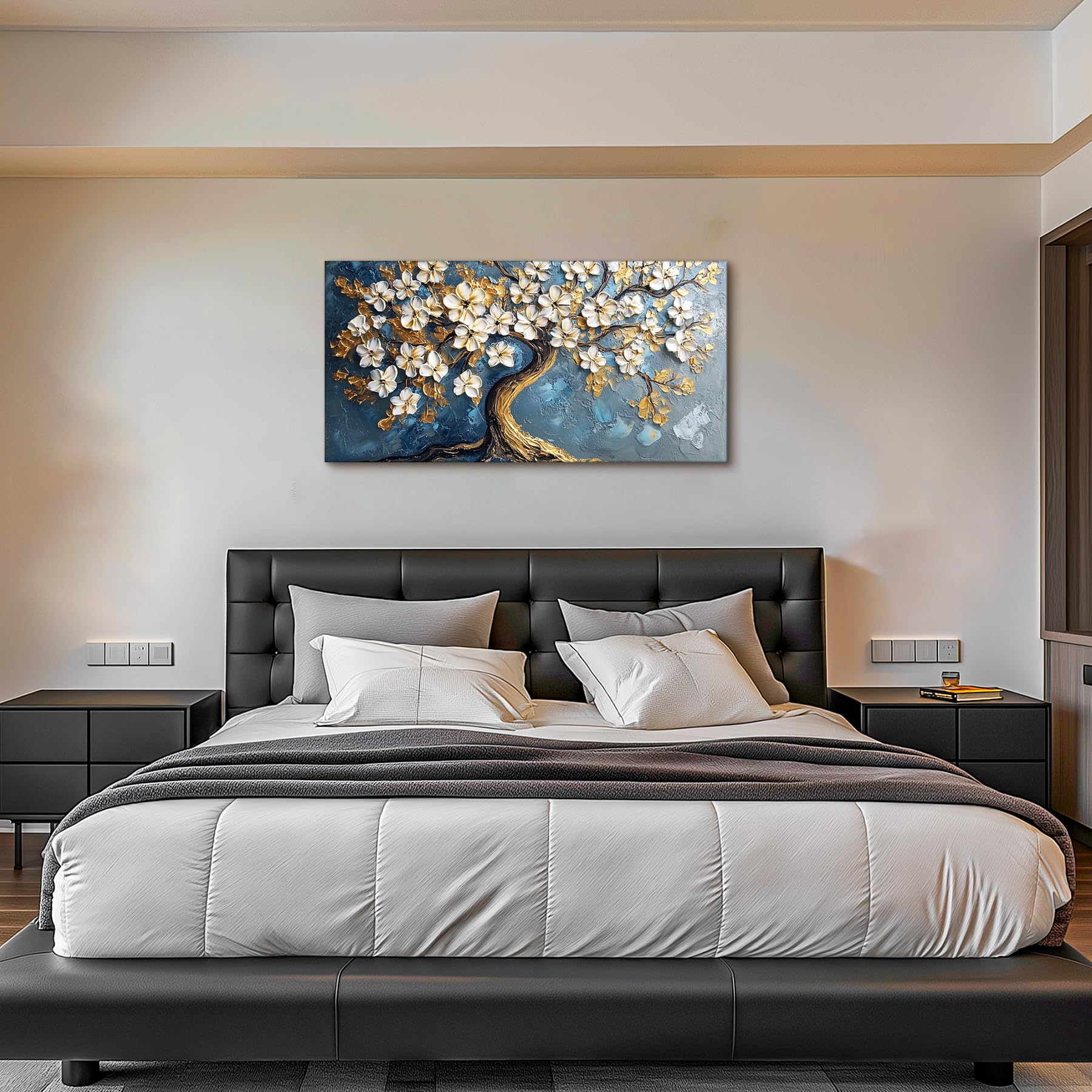 MHARTK66 Quadri Moderni Soggiorno Grandi, 50x100 cm Stampe da Parete Albero Della Vita Dorato, Quadro Camera da Letto Su Tela Decorazioni Parete Bagno Ufficio Sala Da Pranzo