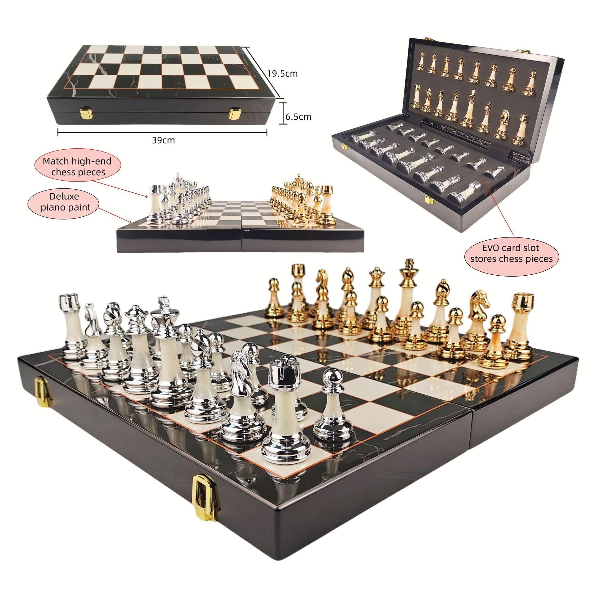 Set di scacchi for adulti e set di scacchi da viaggio pieghevoli da 15 pollici, ideali for principianti e giocatori professionisti scacchiera portatile