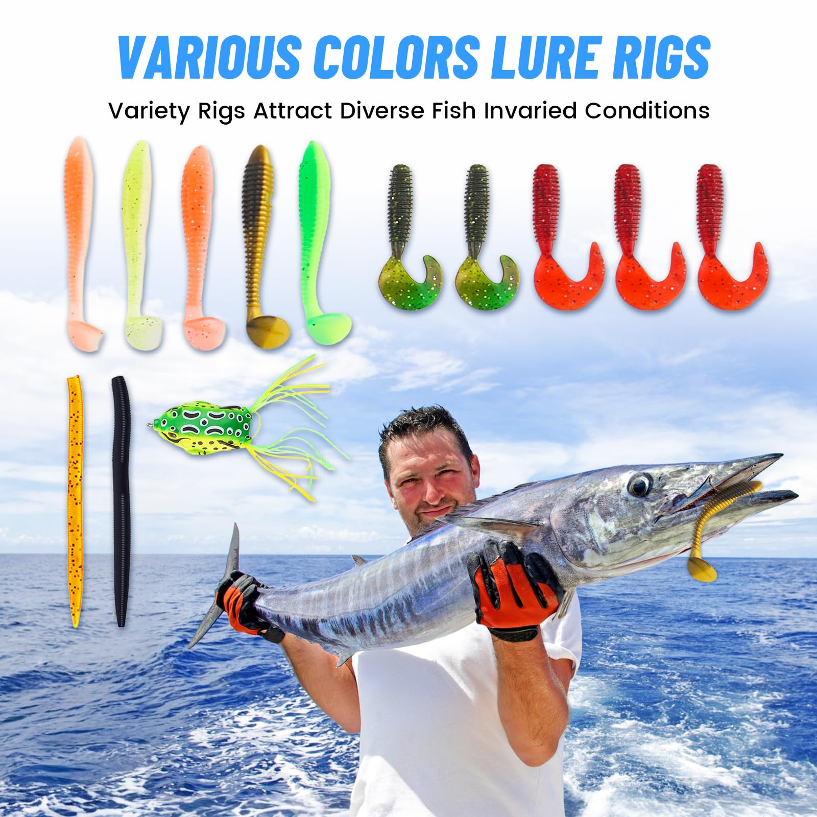 Juego de accesorios de pesca de 332 piezas, maletín con 2 estantes, con cebos, pesos de plomo, ganchos, pinzas para pesca, equipo de pesca en agua dulce y salada, regalo para pescador — view 2