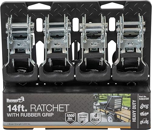 Miniatura 8 de Buyers Products 5483105 - Trinquete retráctil resistente de 10 pies con ganchos en S,