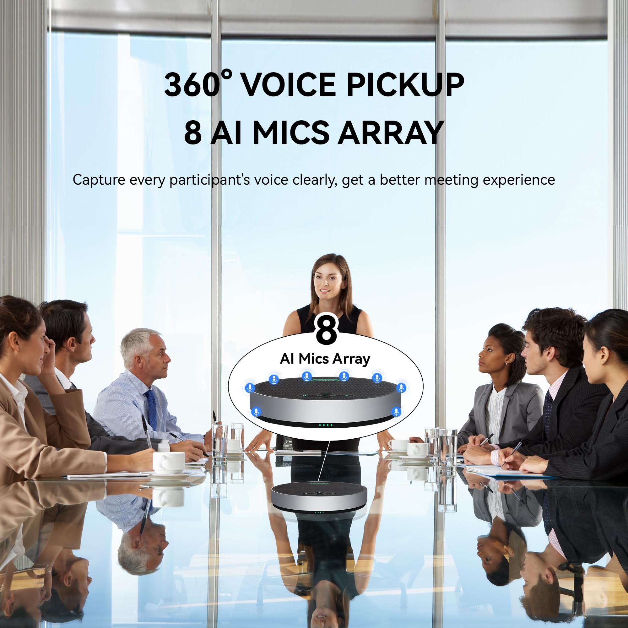 Tenveo Bluetooth Conference Speakerphone - Noise Mics and 360° Sound - Dettaglio