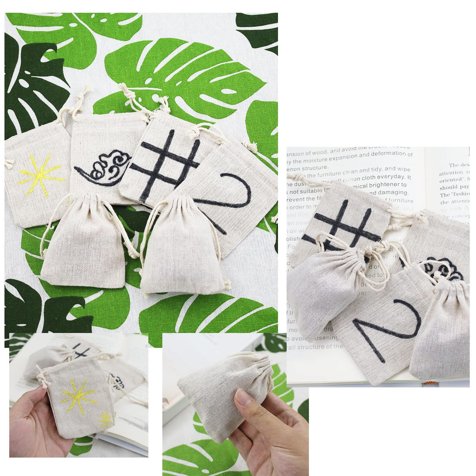 8 Stück Jutebeutel Klein - Bunte Geschenktüten Mit Kordelzug | Ethnischer Stil Für Hochzeiten