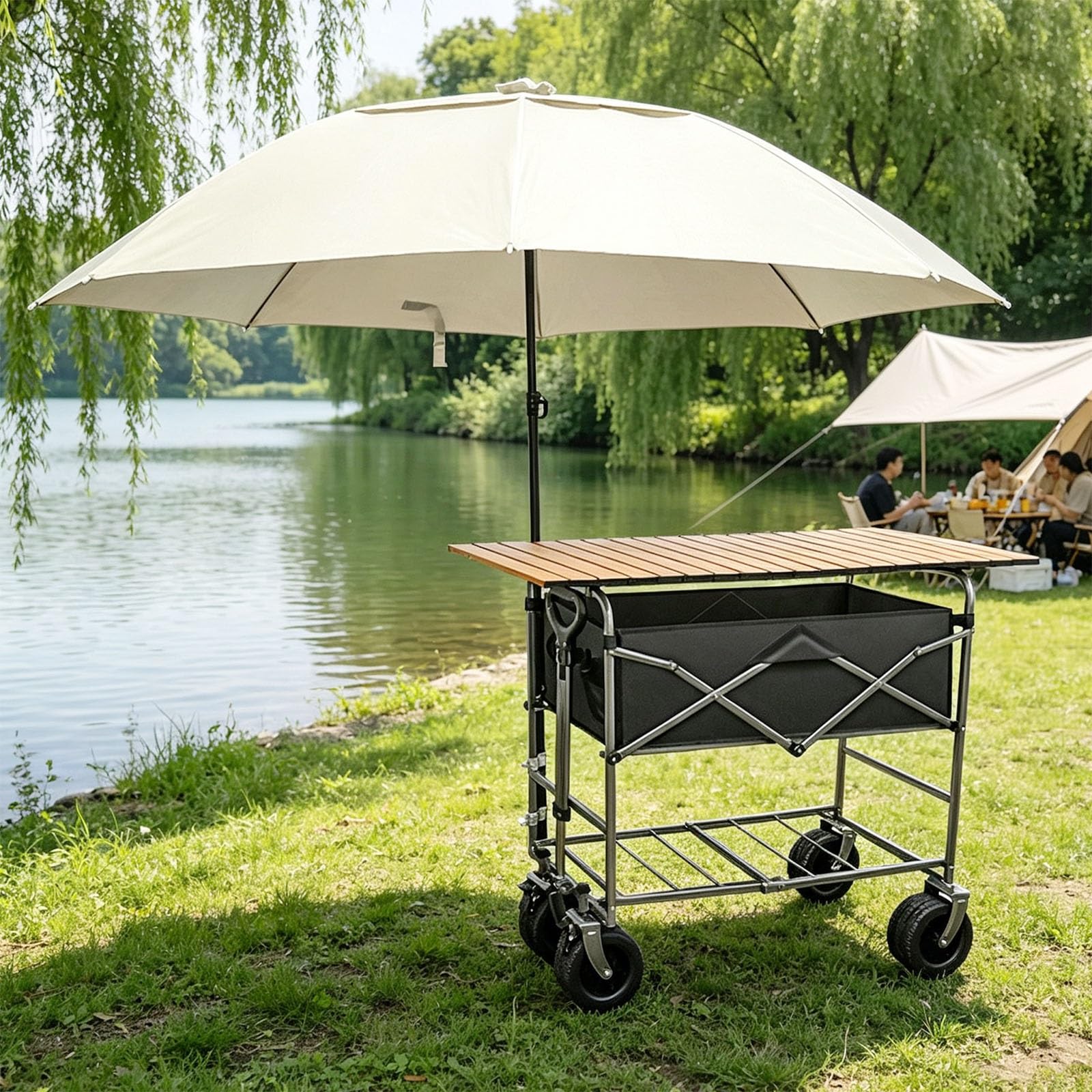 Carro De Venta Plegable Móvil, Puesto De Mercado con Toldo
