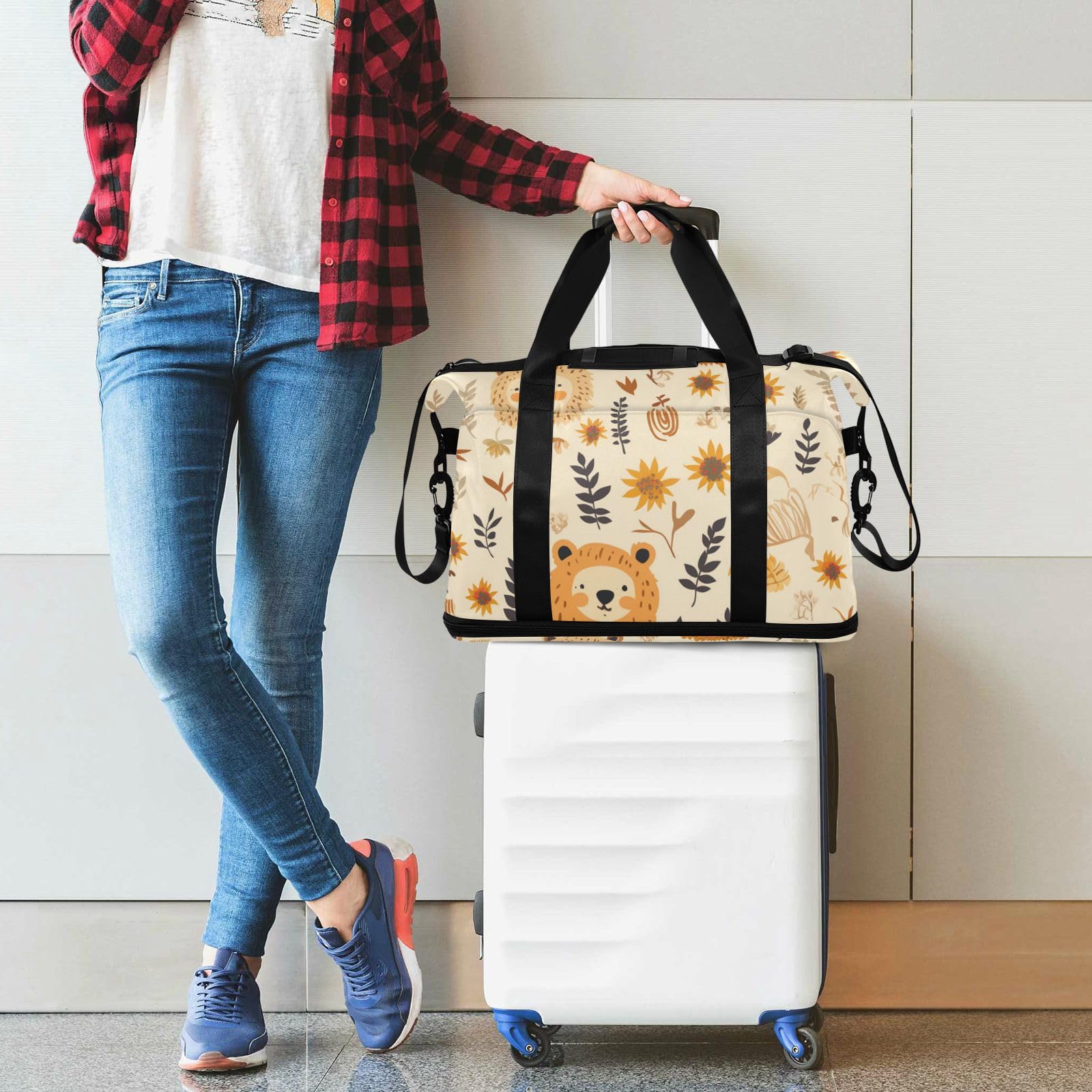 Große Tragetasche mit Nassfach, verstellbarer Riemen, Reisetasche, Turnbeutel für Fitnessstudio, großes Fassungsvermögen, für Damen und Herren