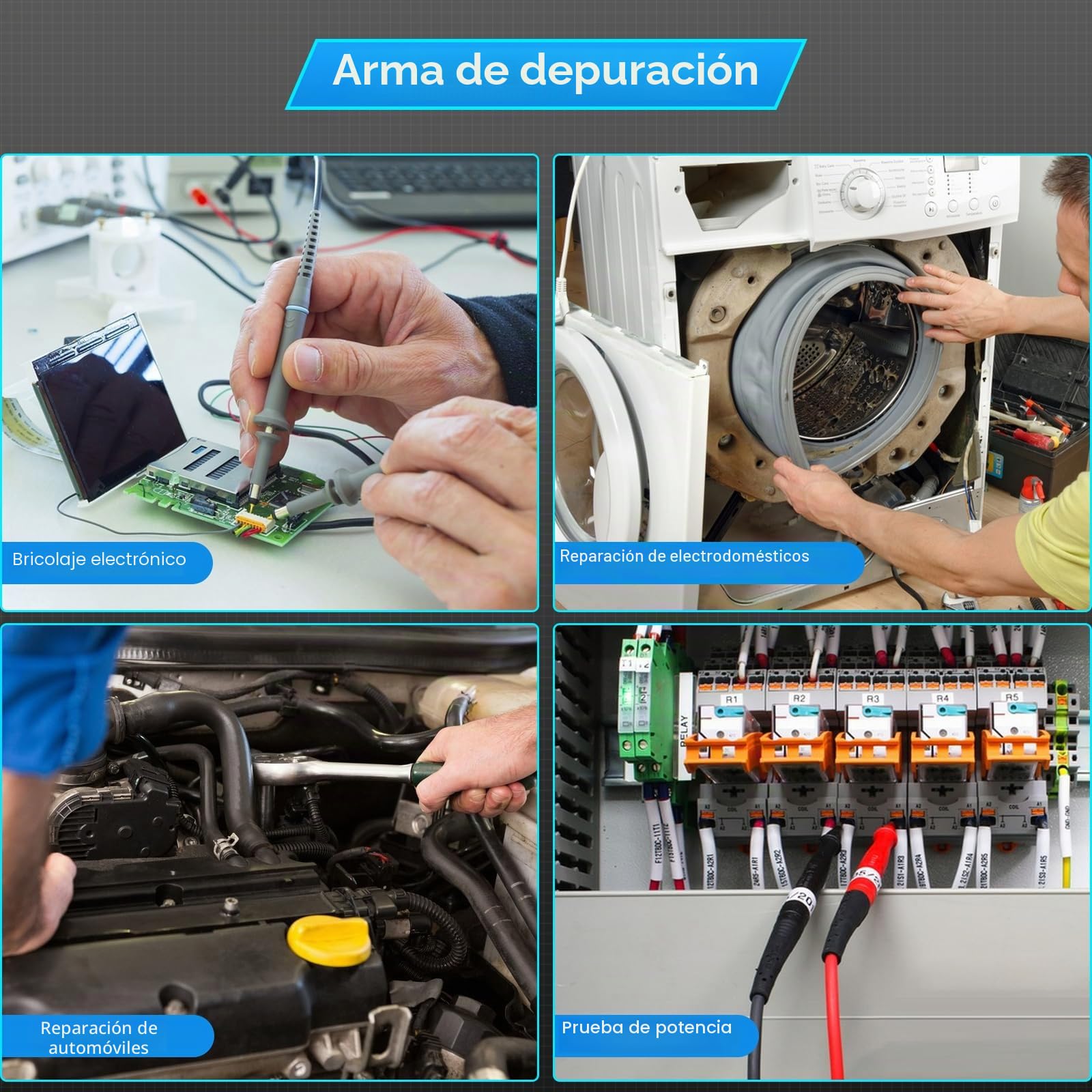Osciloscopio, multímetro digital, osciloscopio de mano con 2 canales, osciloscopio USB, ancho de banda de 100 MHz, pantalla TFT LCD, frecuencia de muestreo de 1 GSa/s, Cubiertas distribuidas al azar