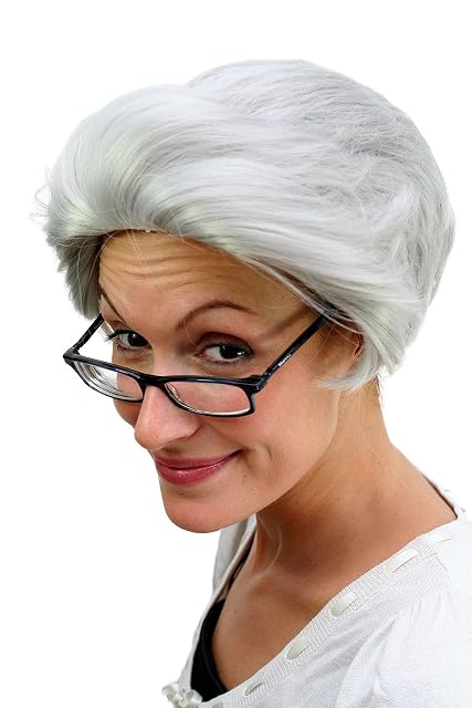 WIG ME UP- PW0206-PC309 - Peluca para Mujer u Hombre, Gris Platino, con Raya a un Lado