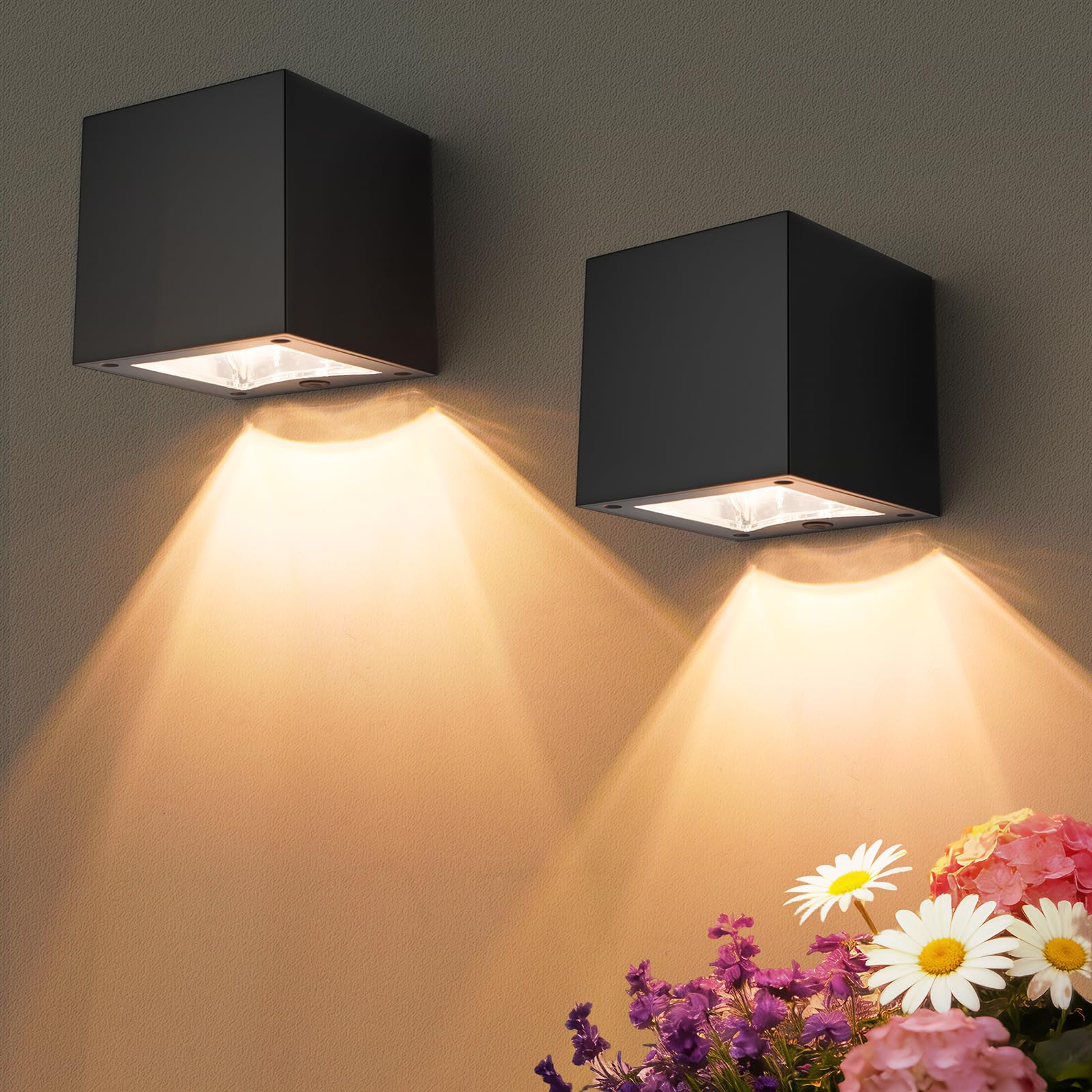 4 Luci Solari Da Giardino Impermeabile Lampada Led Pannello Solare Luce Calda 3000k Rgb Per Esterno Terrazzo Balcone Ip65