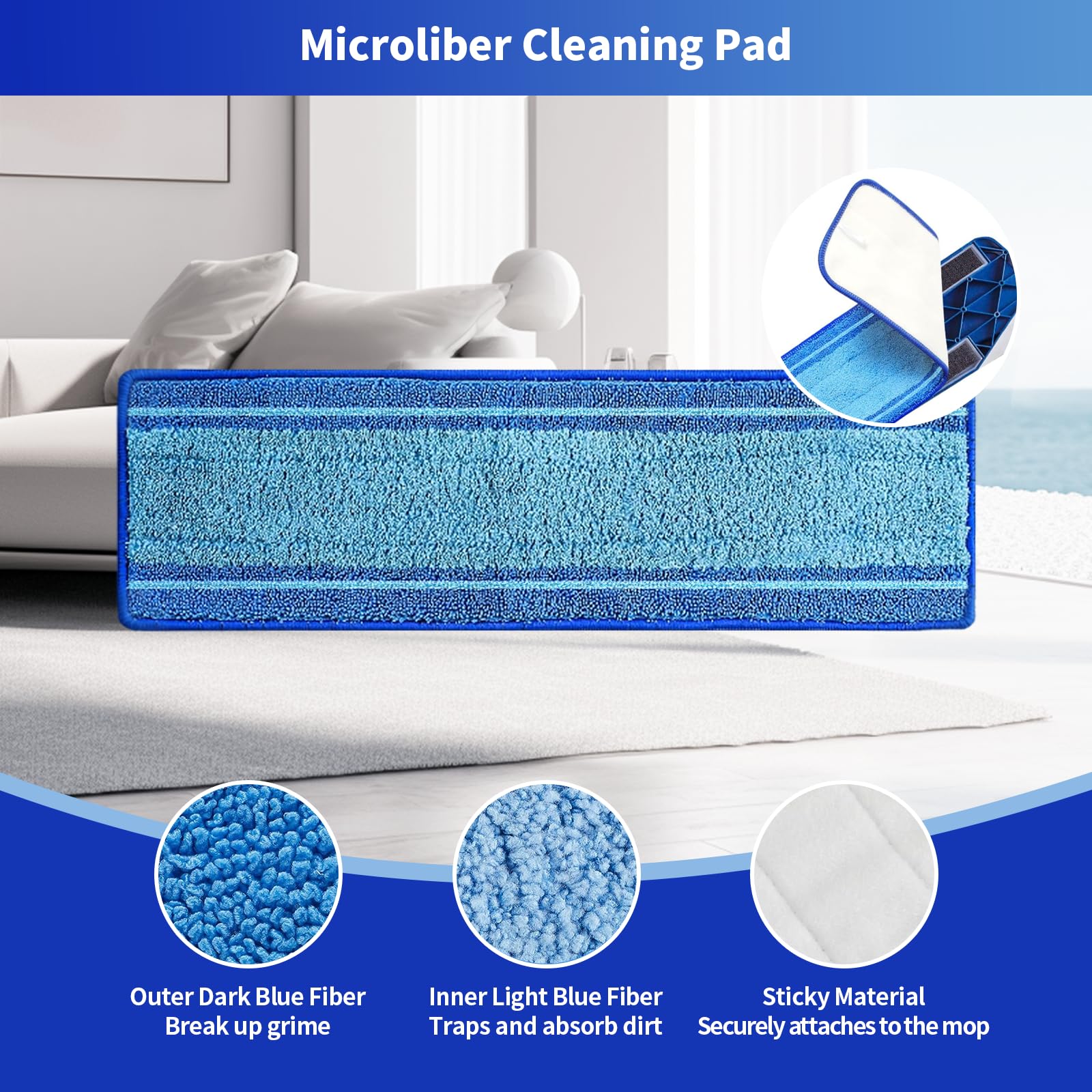 Paquete de 30 almohadillas de limpieza de microfibra para la familia de fregonas Bona, lavables y reutilizables, repuesto seguro para suelos de madera dura y multisuperficie, superabsorbentes