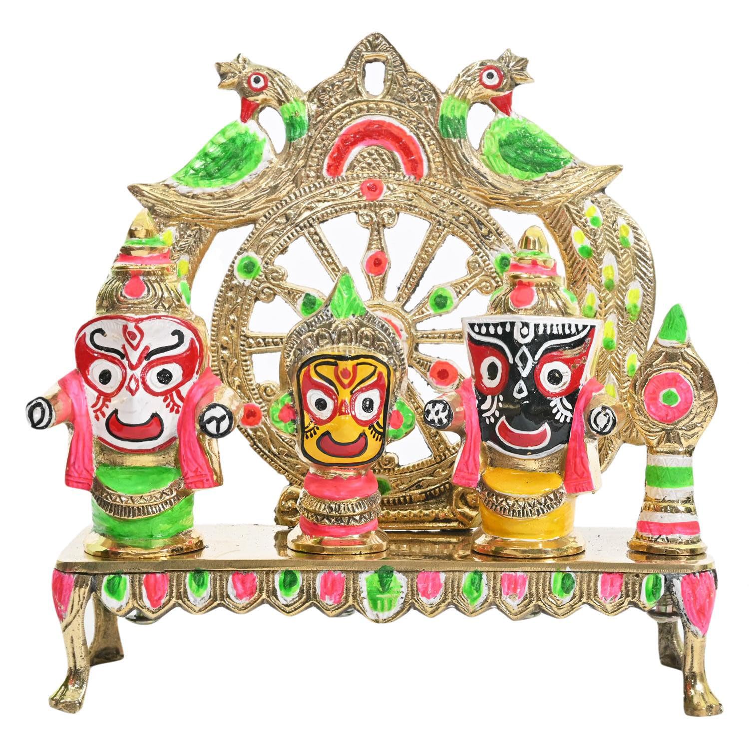 Sai Metal Store Brass Lord Jagannath, Balabhadra, Subhadra Idol�with�Stand for Pooja and Decoration