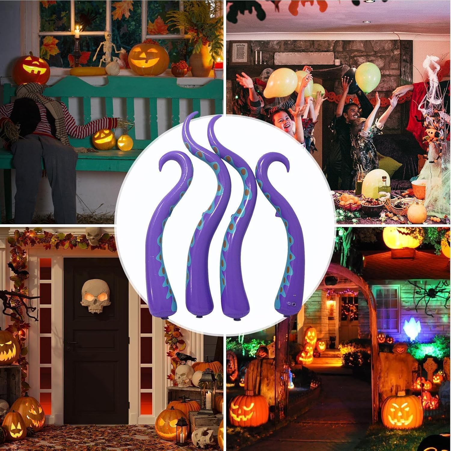 ハロウィン空気注入式タコ触手 | PVC防水ブローアップ触手 &ndash; 庭、芝生、窓、玄関、庭、ホラーをテーマにしたハロウィンディスプレイ