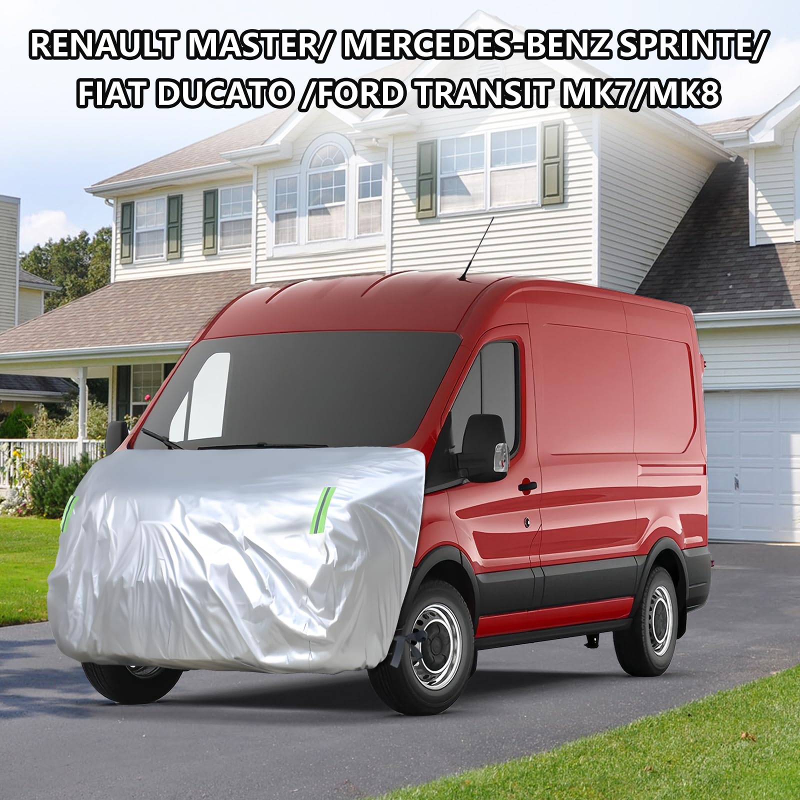 Vordere Halbe Autoabdeckung Motorhaubenabdeckung mit Reflektierenden Riemen für Ford Transit Van Mercedes Sprinter FIAT Ducato Renault Master