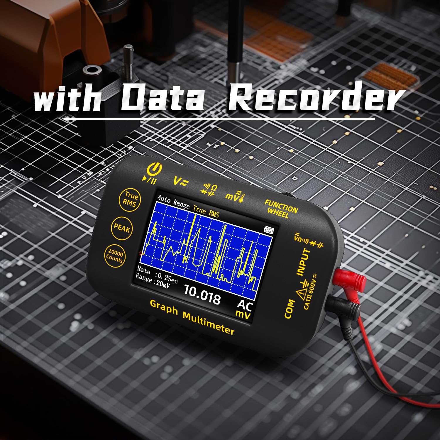 BSIDE 20000 Counts Digital Multimeter Date Recorder, 1uV/1000V Photovoltaic/Miners Voltmeter Tester, TRMS with Rechargeable, Measures Capacitance Diode MAX/MIN/PEAK Voltage Temperature Ohm Continuity — Amazon image 3
