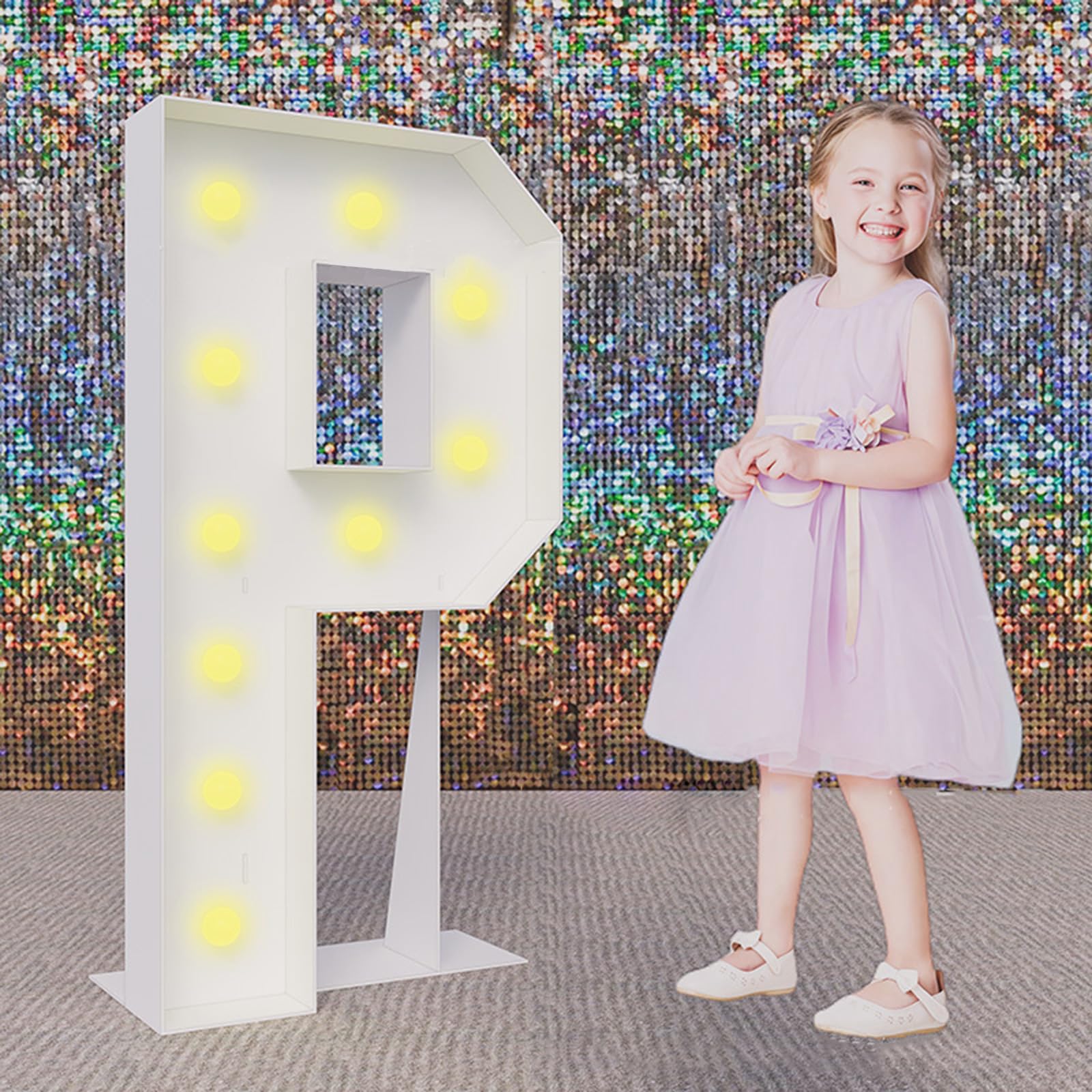 100 cm/3FT Marquee Light Up Lettere P Mosaico Lettere LED Illuminato FAI DA TE Pre-Cut Frame Kit Per Anniversario Festa di Nozze Decor