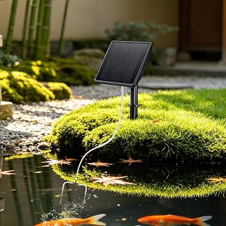 AOYEBO Solar Pond Aerator with USB Charging, 1-to-4 Air Stone Kit for Fish