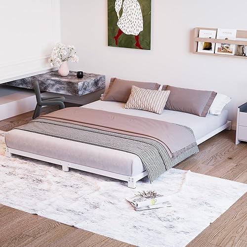 Miniatura 4 de Marco de cama de 3 pulgadas, tamaño matrimonial, perfil bajo, plataforma de alta resistencia, no necesita somier, fácil montaje, sin ruido, color