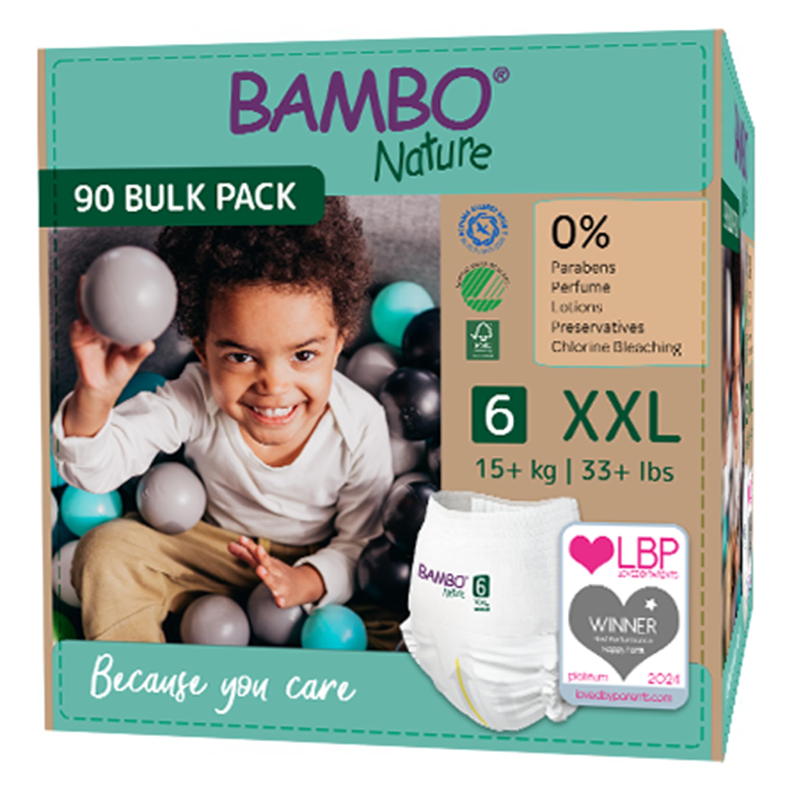 Bambo Nature Lot de 90 culottes d'apprentissage de la propreté de qualité supérieure, taille 6 (15 + kg), XXL, culottes d'apprentissage de la propreté, sécurisées, confortables, discrètes pour une