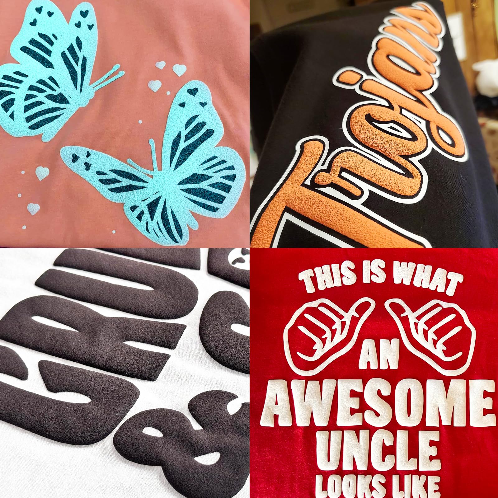 3D-Puff HTV Vinyl 30,5x153cm | Geschwollenes Wärmetransfer-Vinyl Für T-Shirts & Textilien