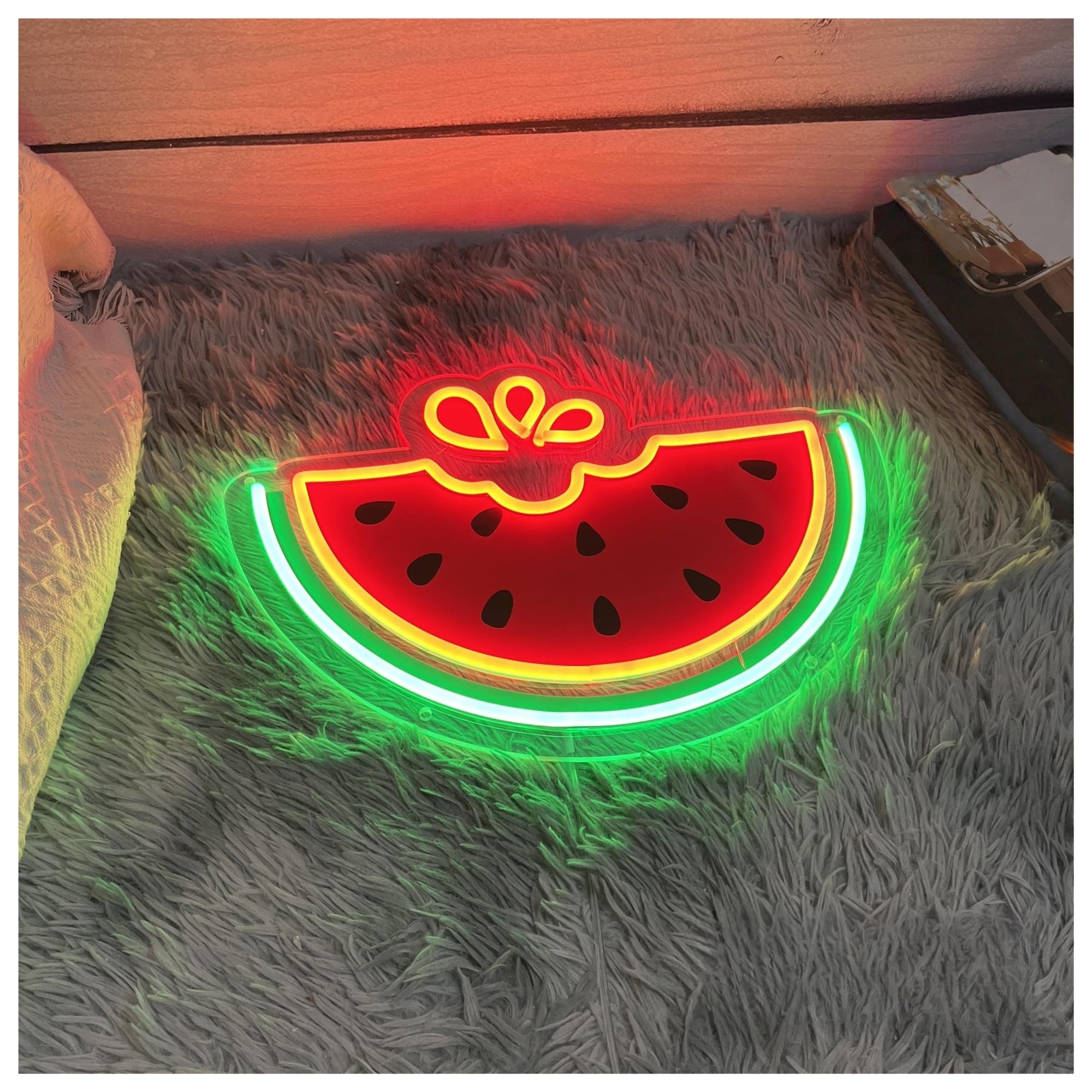 Insegna al Neon Insegna Al Neon Con Anguria, Luce A Stampa UV, Adatta Per Bar Di Frutta E Succhi, Decorazione Da Parete 32cmx45cm
