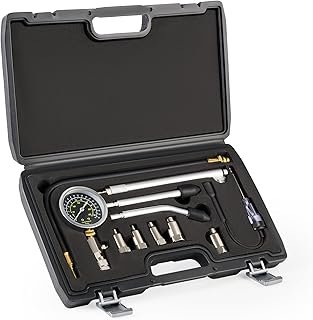 OMT Engine Compression Tester Kit, 11 pc Fuel Pressure Gauge Set with Spark Plug Tester, Cylinder Compression Tester Leak Down for Gas Petrol Engines, Automotive Fuel Pressure Test Kit