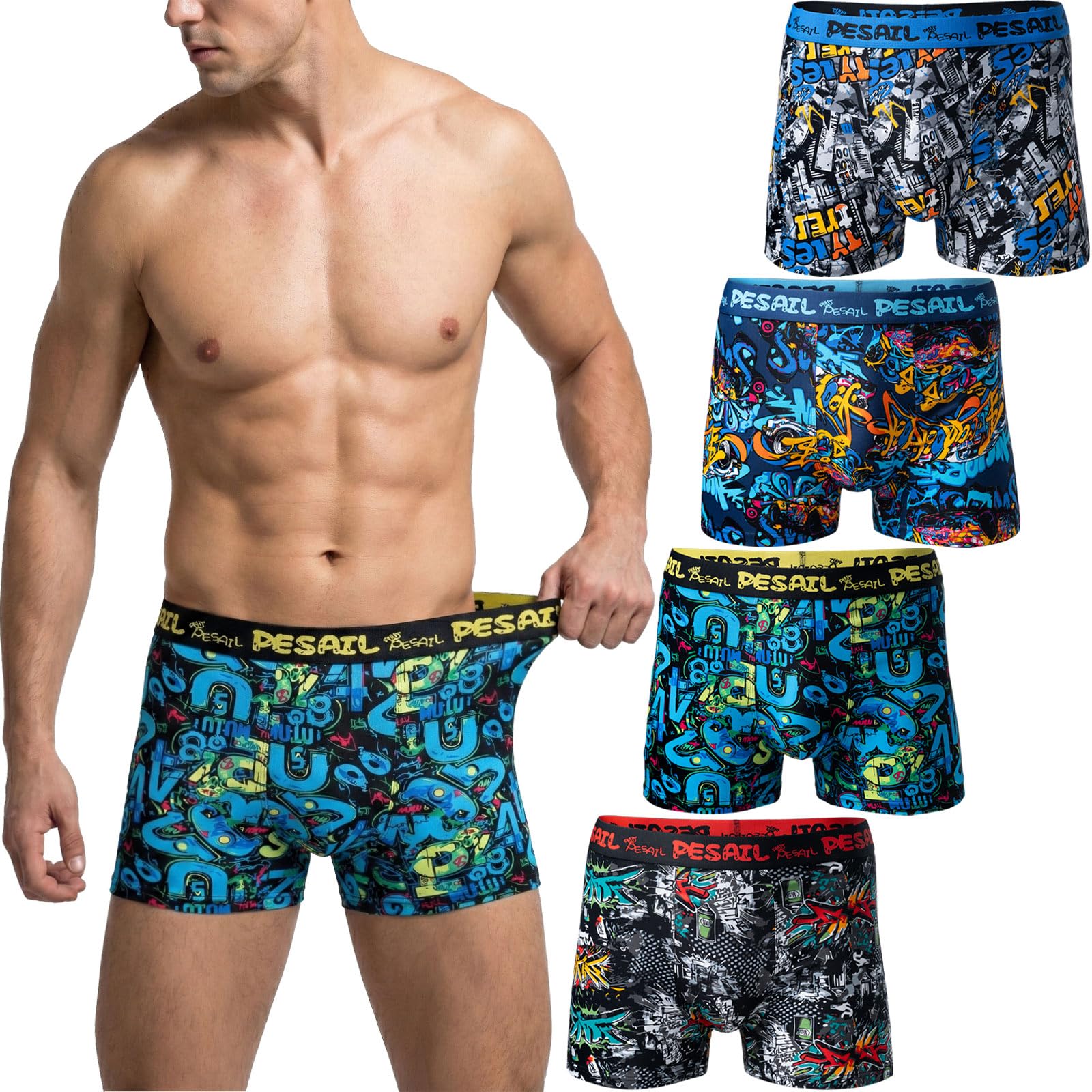 Pack de 8 calzoncillos tipo bóxer para hombre, de algodón y modal, para hombre, retro, ropa interior, diseño divertido