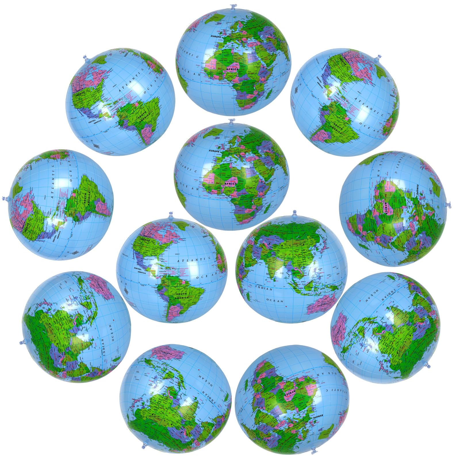 Coopay 12 Pack Inflatable Globe PVC World Globe Inflatable Earth Beach Ball Swimming Pool Ball Birthday Beach Party Decoration Summer Water Games Gifts for Beach Playing or Teaching